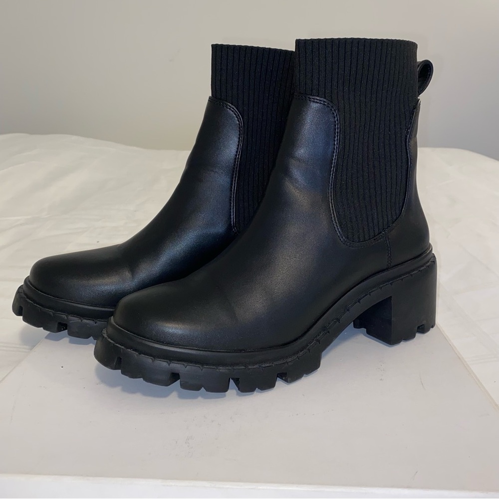 Steve Madden Black Chunky Ankle Boots